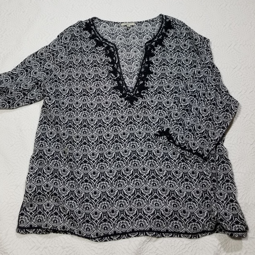 Anne Carson Women Navy & White CottonTunic